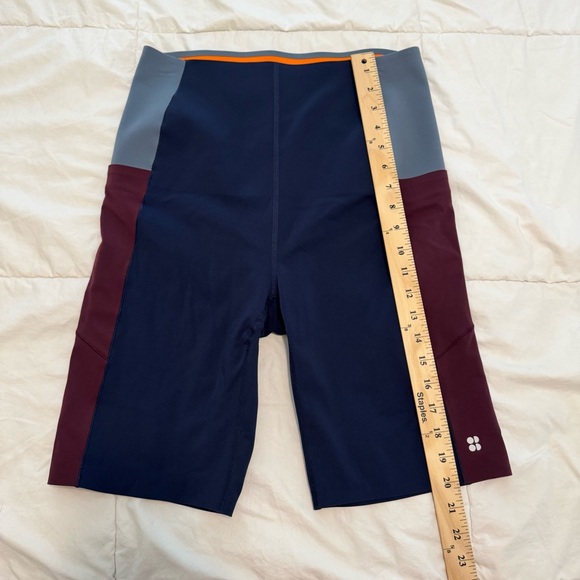 Sweaty Betty Womens POWER High Rise Colorblock Biker Shorts 9’’ Blue/Wine Sz Lrg - Picture 5 of 8